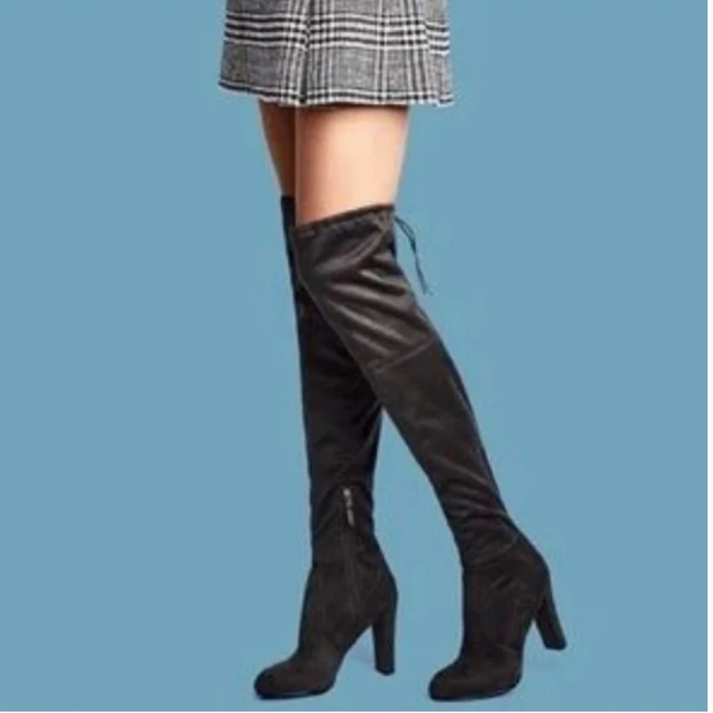 New Sam Edelman KENT Dark Gray Over Knee Pull On Boots 5.5
